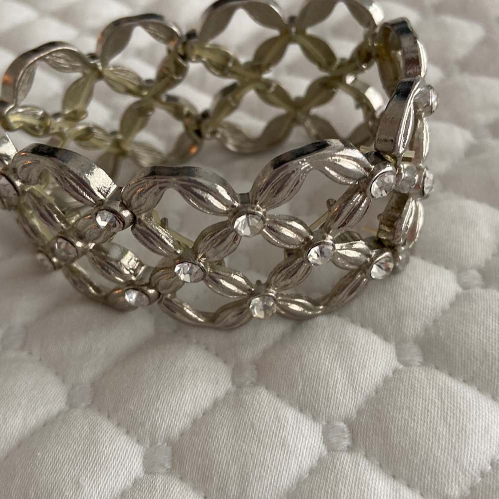 Women’s silver & rhinestone bracelet attachable band